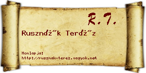 Rusznák Teréz névjegykártya
